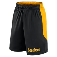 Short de lancement Fanatics noir/or pour homme des Pittsburgh Steelers