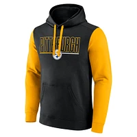 Men's Fanatics Black/Gold Pittsburgh Steelers Outline Pullover Hoodie