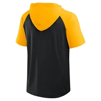 Men's Fanatics Black/Gold Pittsburgh Steelers Prime Short Sleeve Pullover Hoodie
