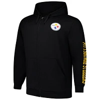Sweat à capuche zippé manches longues et col rond Fanatics pour homme, noir, Pittsburgh Steelers