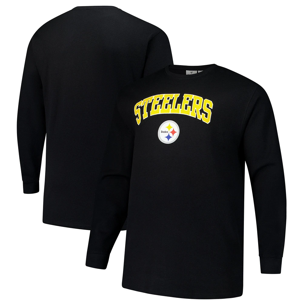 T-shirt thermique à manches longues pour homme Fanatics Black Pittsburgh Steelers Big & Tall