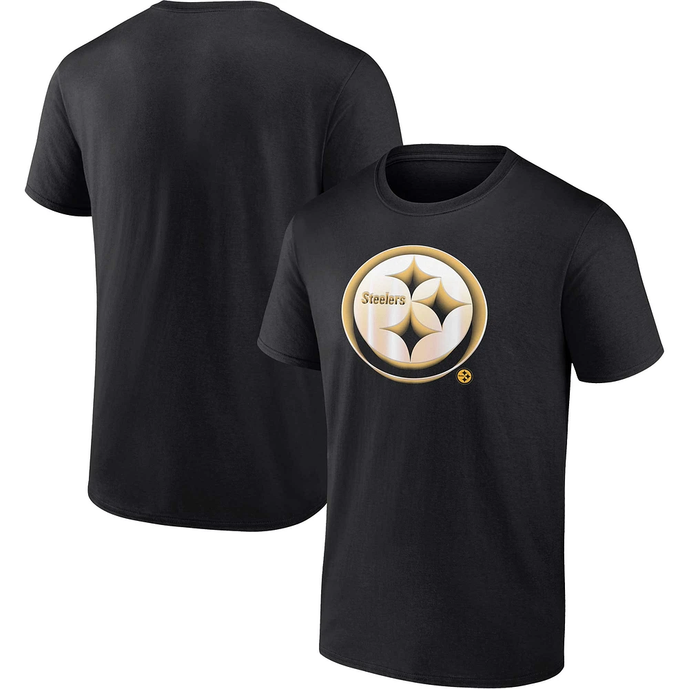 T-shirt noir Fanatics Pittsburgh Steelers Chrome Dimension pour hommes