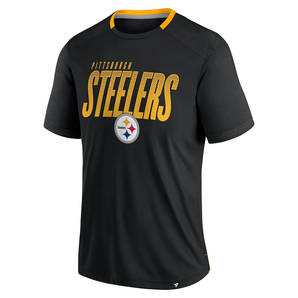 T-shirt Fanatics pour homme, noir, avec logo en dégradé des défenseurs Steelers de Pittsburgh