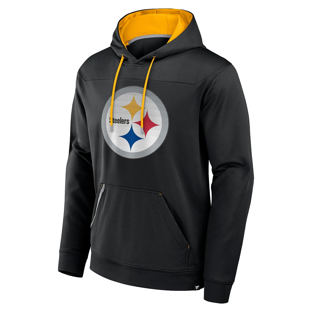 Men's Fanatics Black Pittsburgh Steelers Defender Fleece Pullover Hoodie