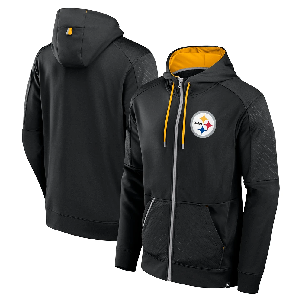 Men's Fanatics Black Pittsburgh Steelers Defender Full-Zip Hoodie