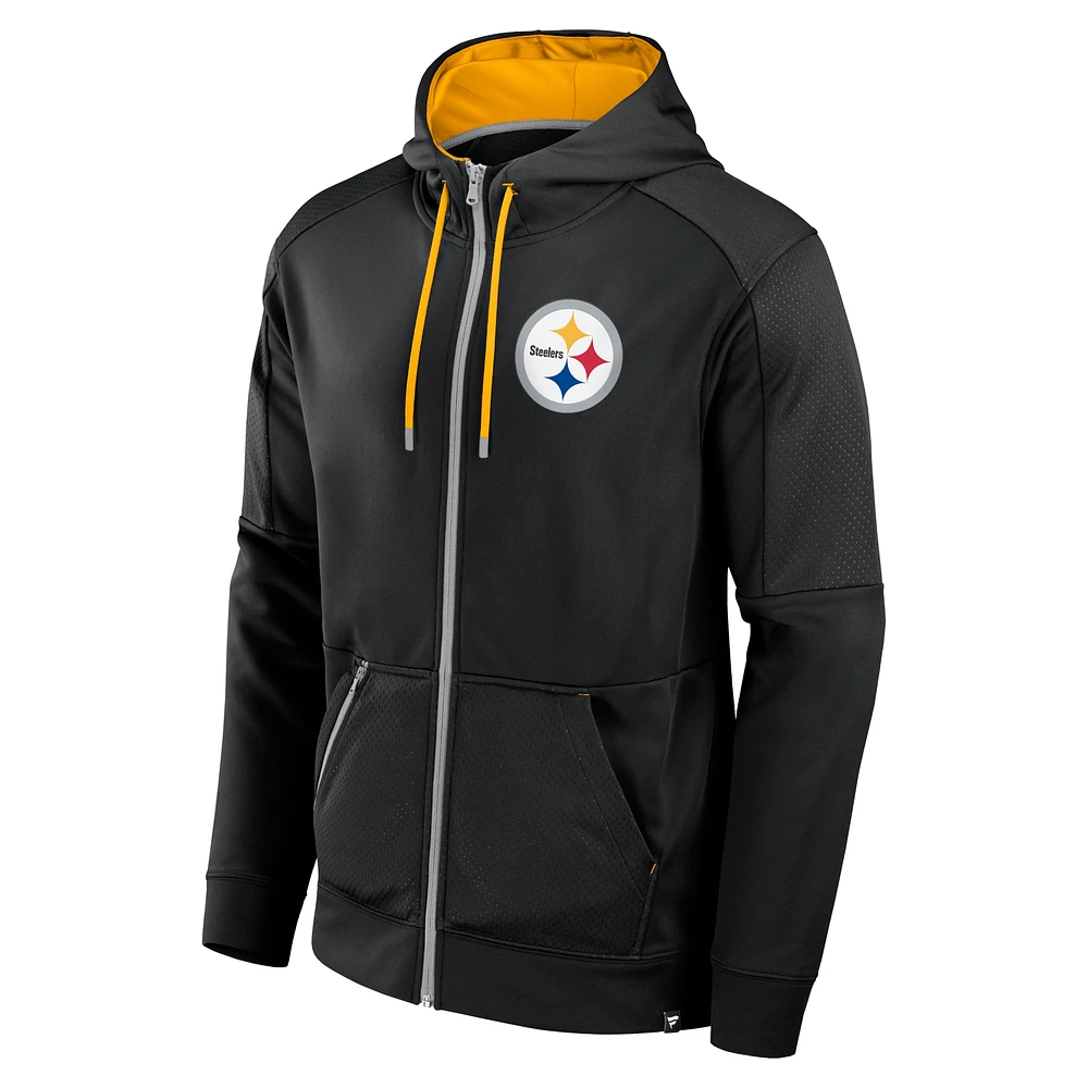 Men's Fanatics Black Pittsburgh Steelers Defender Full-Zip Hoodie