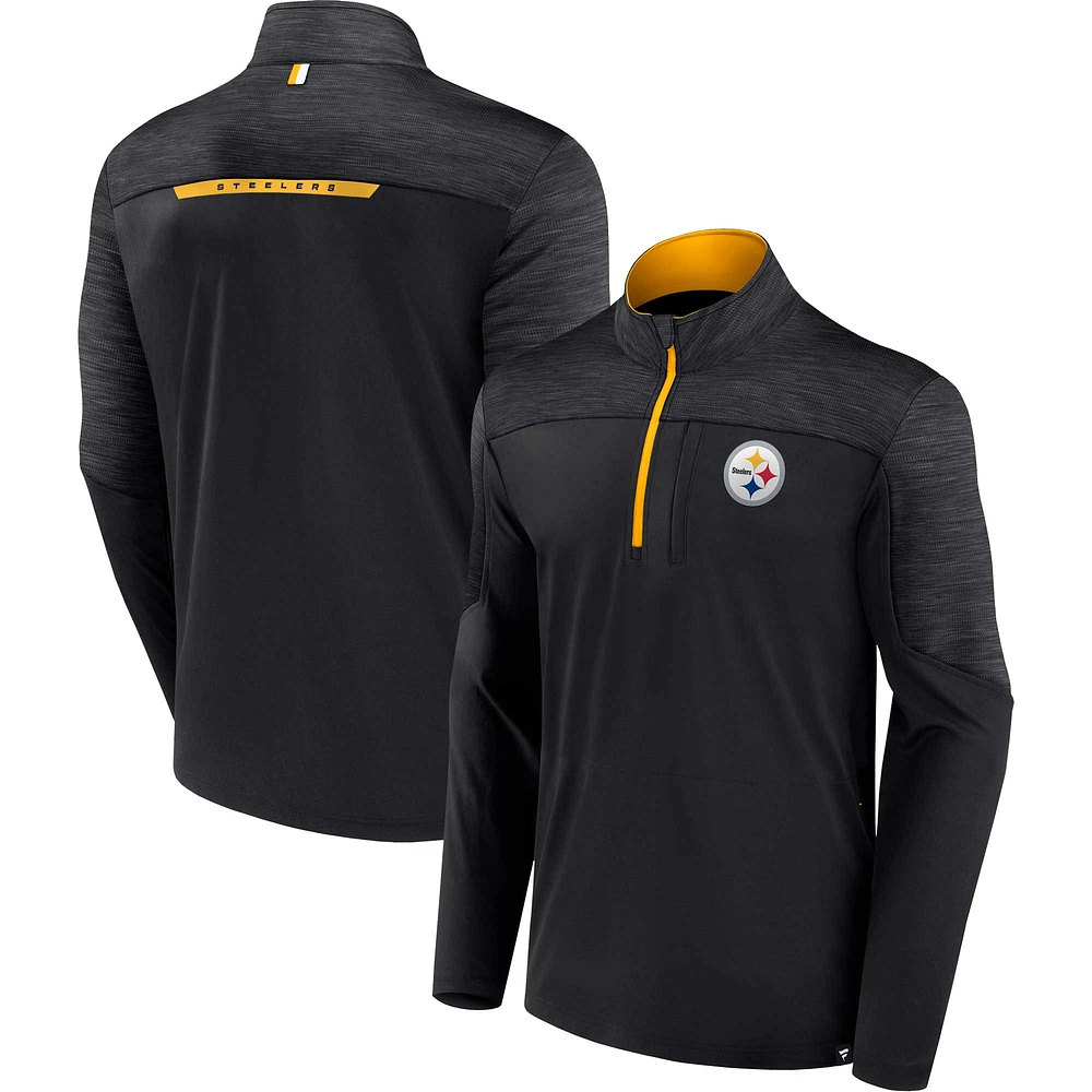 Men's Fanatics Black Pittsburgh Steelers Defender Half-Zip Top