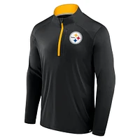 Men's Fanatics Black Pittsburgh Steelers Defender Long Sleeve Quarter-Zip Jacket