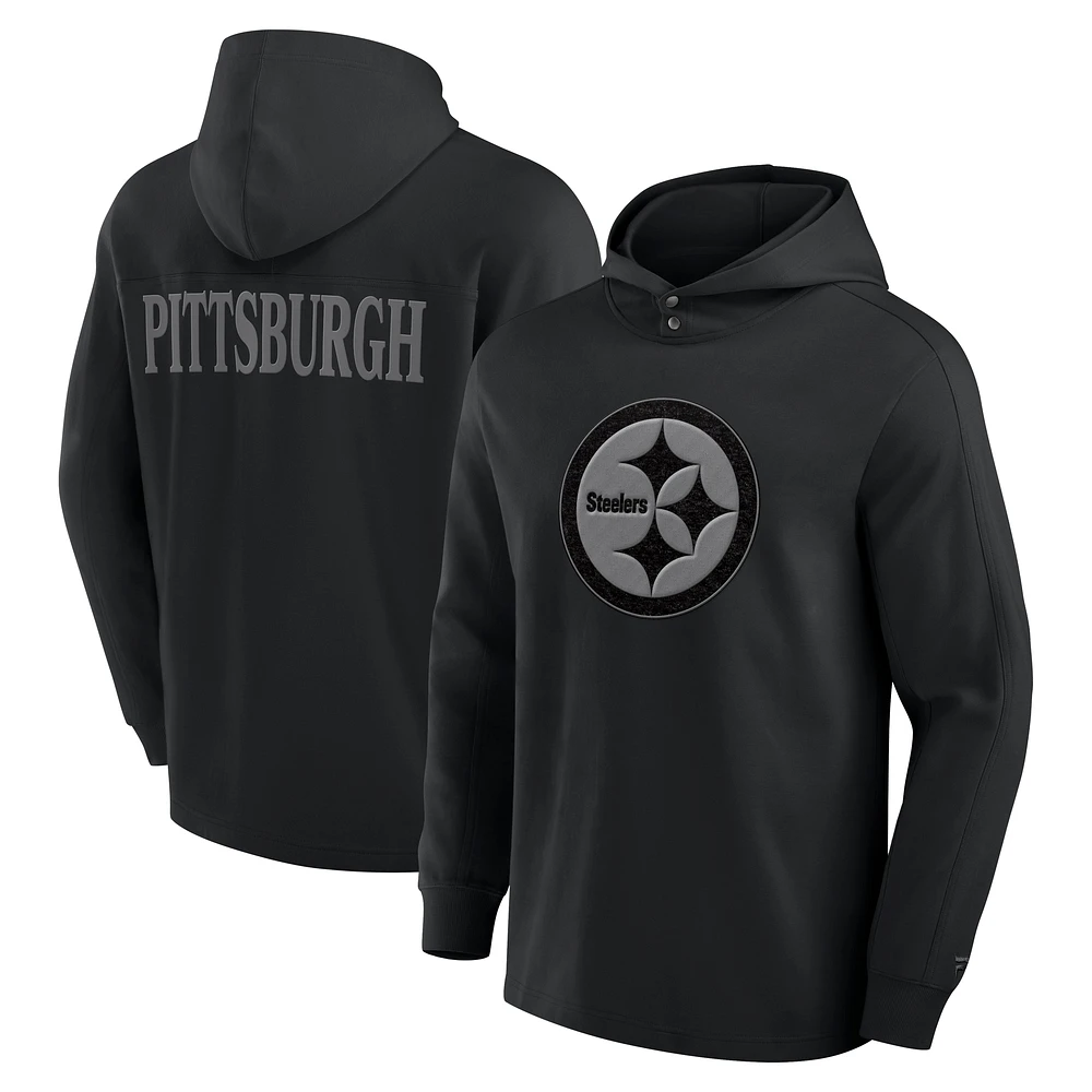 T-shirt à capuche manches longues noir Pittsburgh Steelers Elements Blaze Tri-Blend pour hommes Fanatics