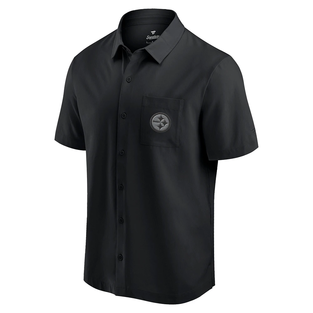 Chemise boutonnée noire Fanatics pour hommes des Pittsburgh Steelers Front Office