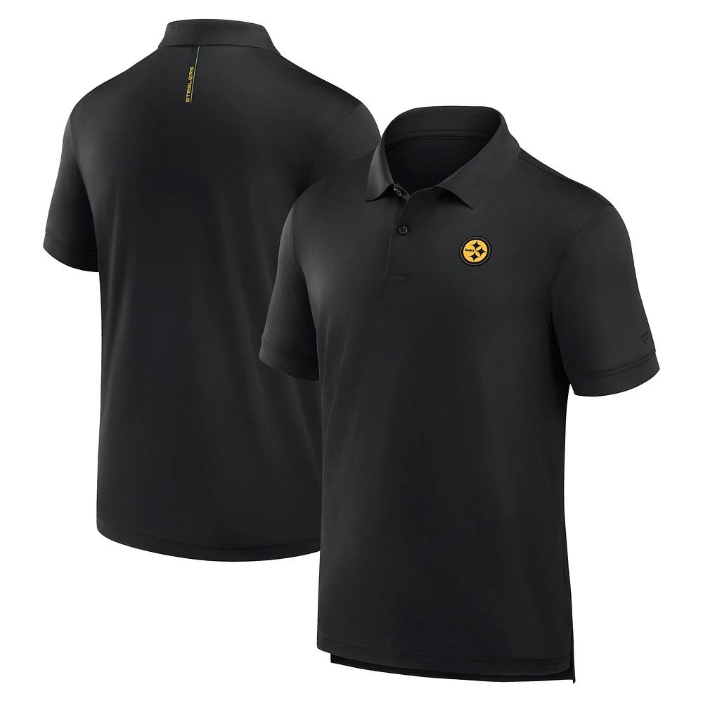 Polo noir Fanatics pour homme avec logo Front Office Move des Pittsburgh Steelers