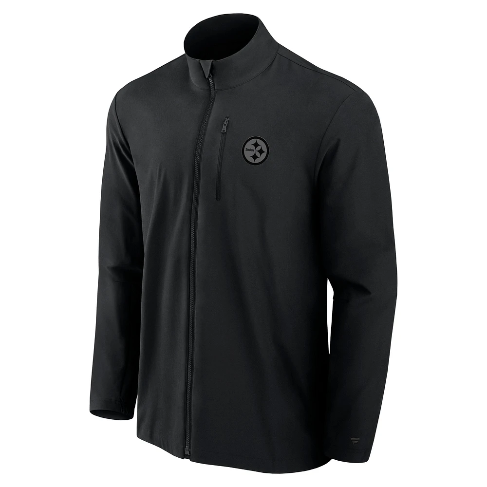 Men's Fanatics Black Pittsburgh Steelers Front Office Woven Full-Zip Jacket