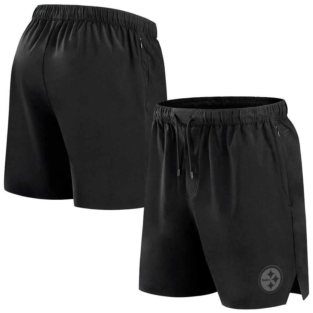 Short tissé noir Pittsburgh Steelers Front Office Fanatics pour hommes