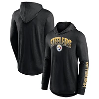 Men's Fanatics Black Pittsburgh Steelers Front Runner Long Sleeve Hooded T-Shirt