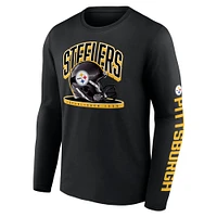 Men's Fanatics  Black Pittsburgh Steelers Helmet Platform Long Sleeve T-Shirt