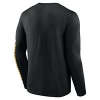 Men's Fanatics  Black Pittsburgh Steelers Helmet Platform Long Sleeve T-Shirt