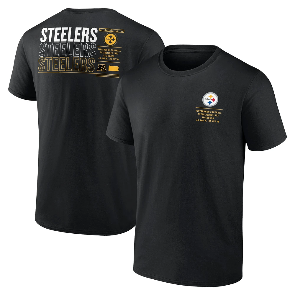 T-shirt noir Fanatics Pittsburgh Steelers Repeat Stats pour hommes