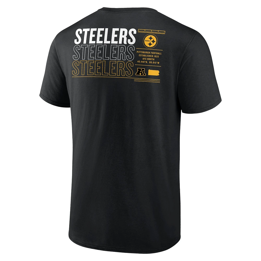 T-shirt noir Fanatics Pittsburgh Steelers Repeat Stats pour hommes