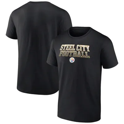 Men's New Era Black/Gold Pittsburgh Steelers Big & Tall League Raglan Long Sleeve T-Shirt