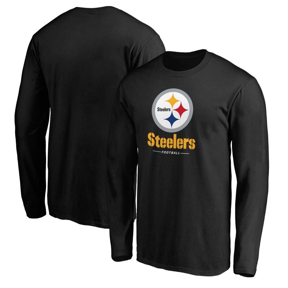 Men's Fanatics Branded Black Pittsburgh Steelers Team Lockup Long Sleeve  T-Shirt