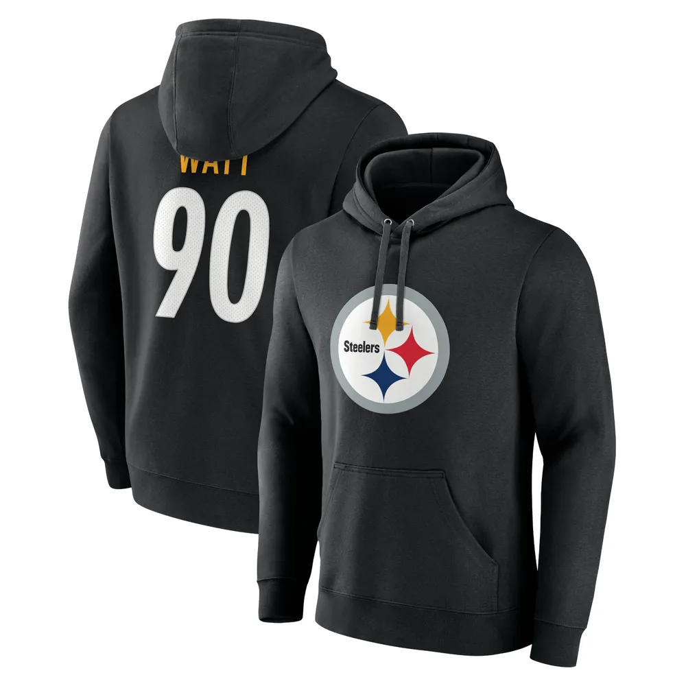 Men's Fanatics Branded T.J. Watt Black Pittsburgh Steelers Player Icon Name  & Number Pullover Hoodie