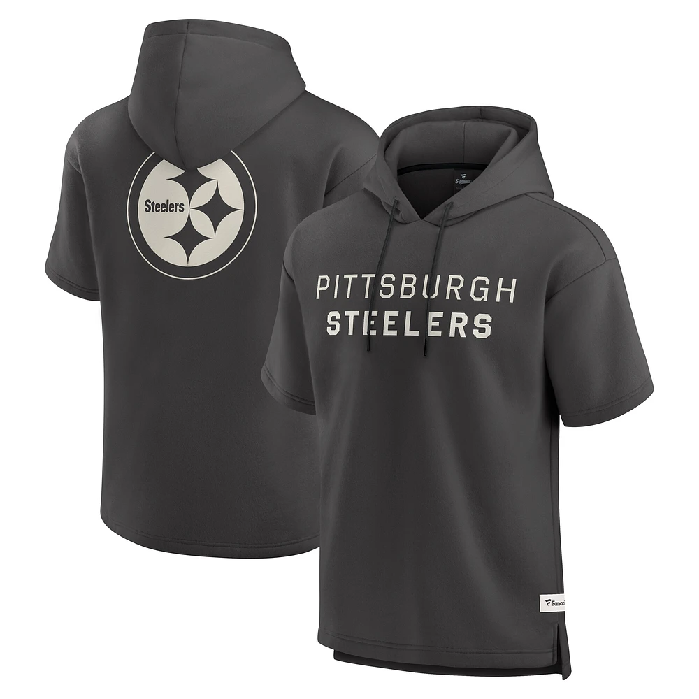 Sweat à capuche manches courtes pour homme Fanatics Charcoal Pittsburgh Steelers Elements Future Ground Lettering