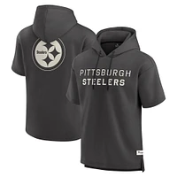 Sweat à capuche manches courtes pour homme Fanatics Charcoal Pittsburgh Steelers Elements Future Ground Lettering