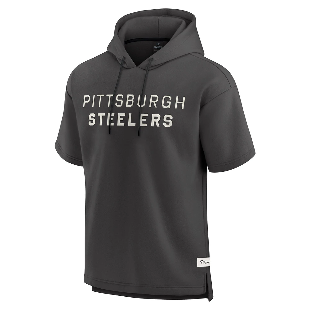 Sweat à capuche manches courtes pour homme Fanatics Charcoal Pittsburgh Steelers Elements Future Ground Lettering