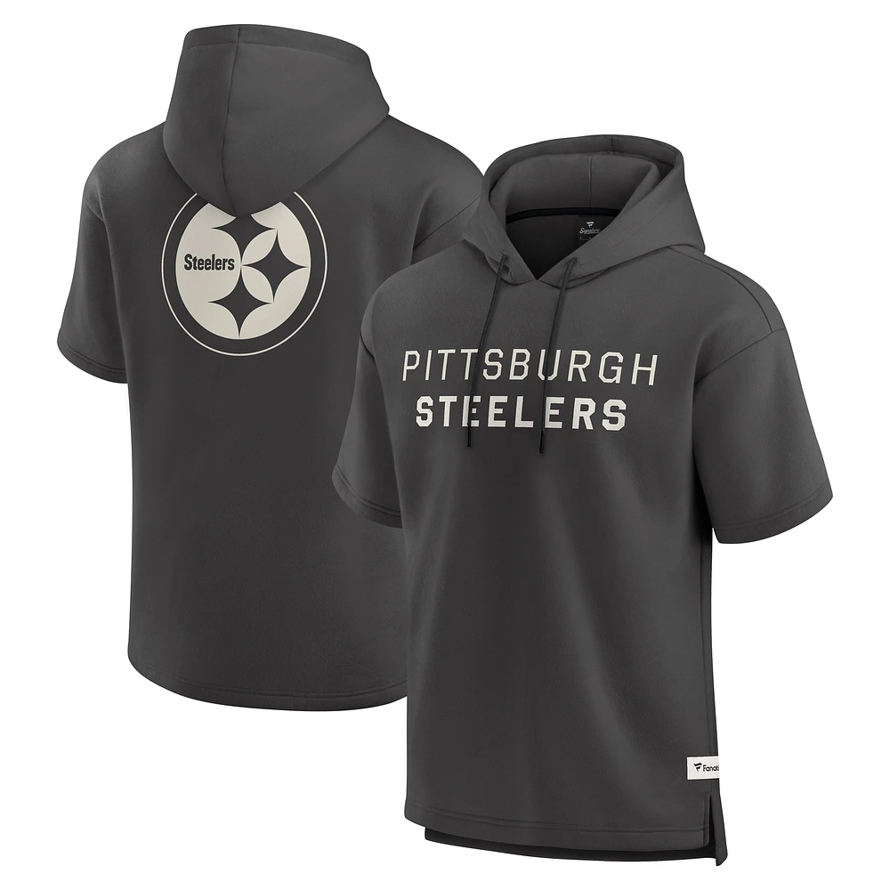 Sweat à capuche manches courtes pour homme Fanatics Charcoal Pittsburgh Steelers Elements Future Ground Lettering