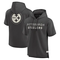 Sweat à capuche manches courtes pour homme Fanatics Charcoal Pittsburgh Steelers Elements Future Ground Lettering