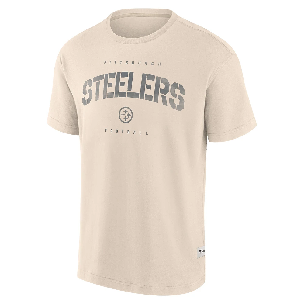T-shirt Fanatics pour homme, couleur crème, motif Future Ground, ton sur ton, des Steelers de Pittsburgh