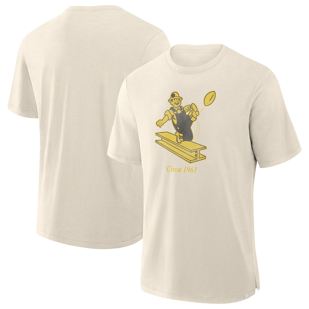 T-shirt fanatique pour homme à imprimé flammé des Pittsburgh Steelers de couleur crème