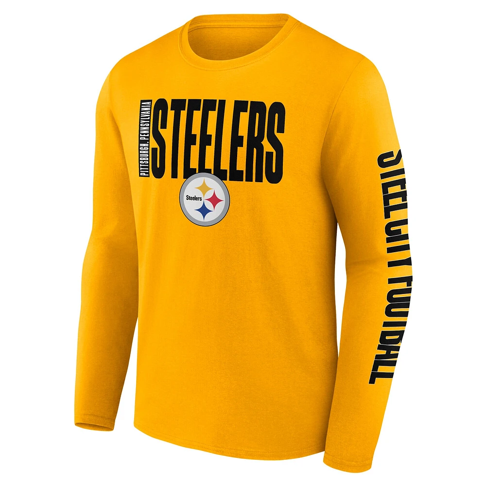 T-shirt à manches longues Fanatics Gold Pittsburgh Steelers Big & Tall Vision pour hommes