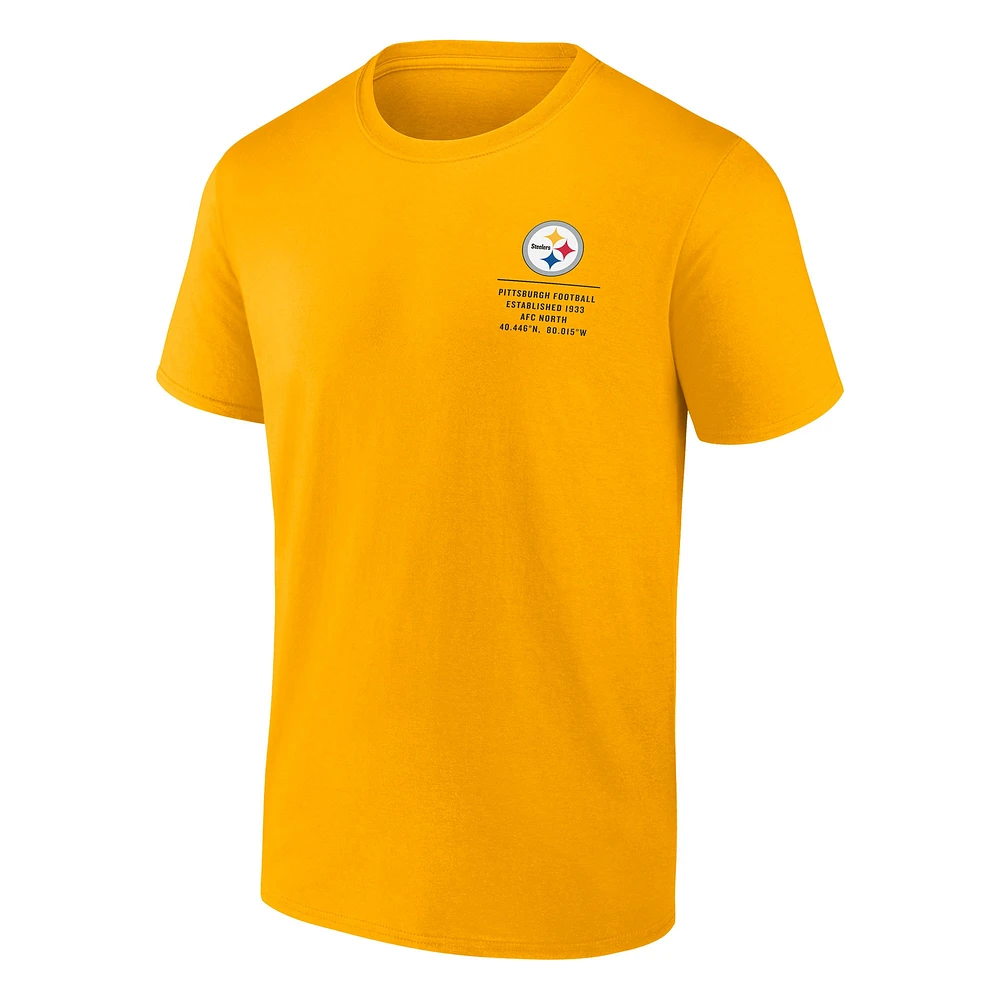 T-shirt Fanatics Gold pour homme avec statistiques répétées des Pittsburgh Steelers