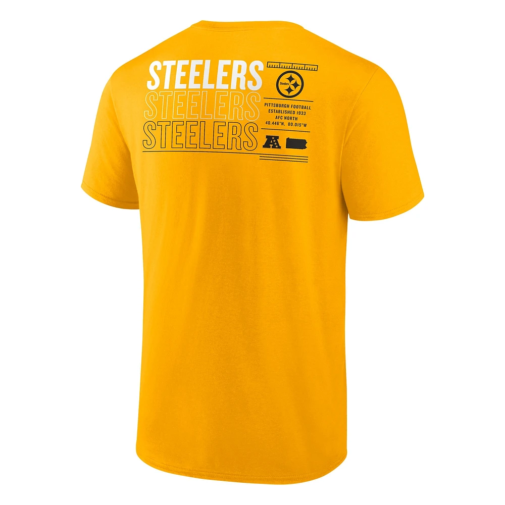 T-shirt Fanatics Gold pour homme avec statistiques répétées des Pittsburgh Steelers