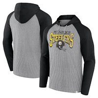 Men's Fanatics Gray/Black Pittsburgh Steelers Under Center Long Sleeve Hoodie T-Shirt