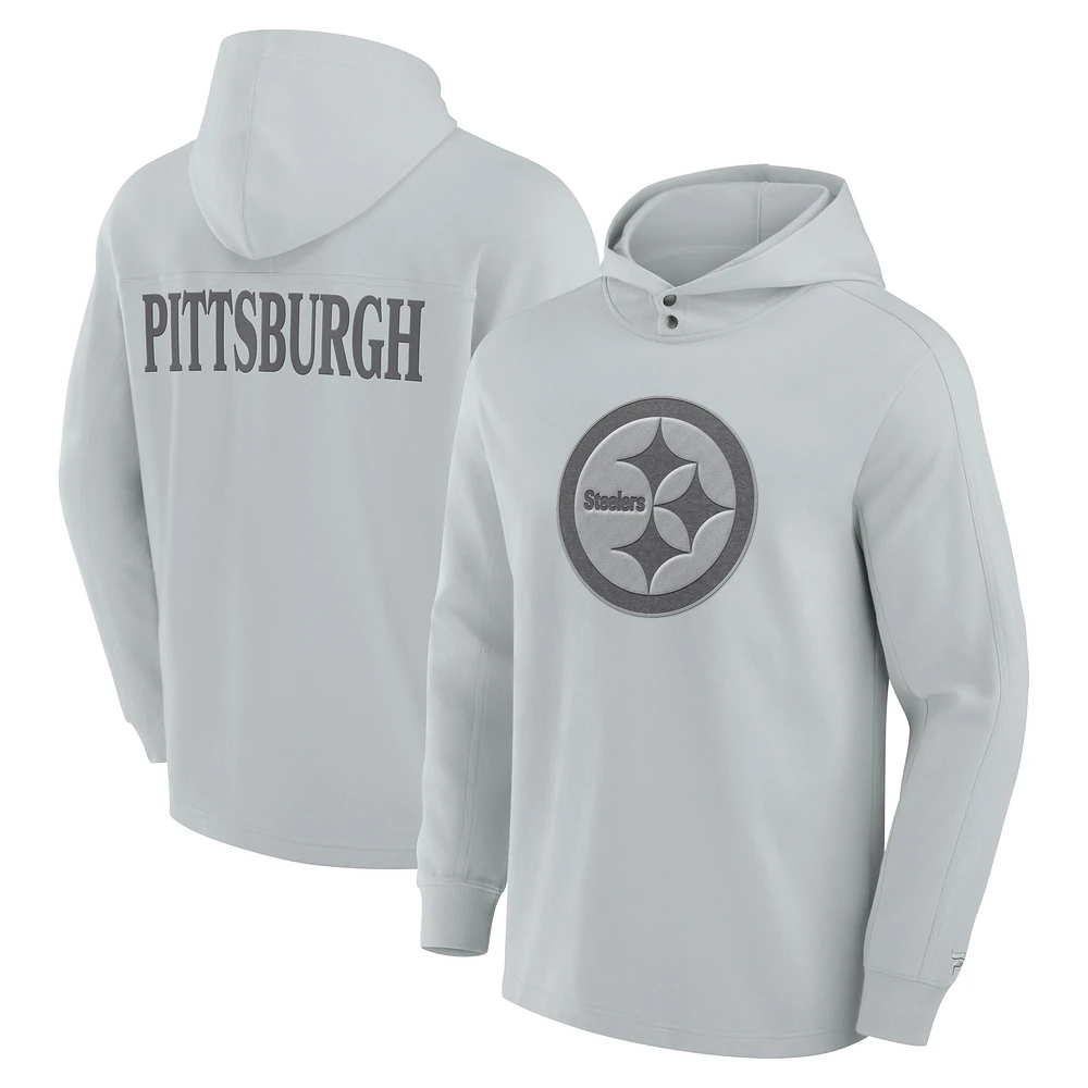 T-shirt à capuche manches longues Fanatics gris Pittsburgh Steelers Elements Blaze Tri-Blend pour hommes