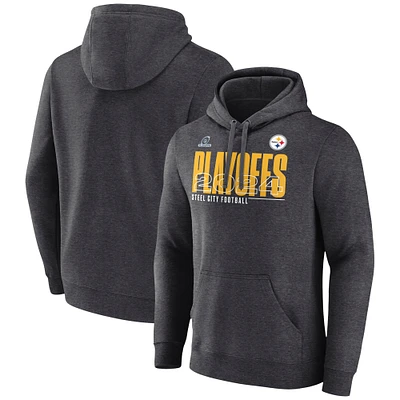 Sweat à capuche en polaire pour homme Fanatics Heather Charcoal Pittsburgh Steelers 2024 NFL Playoffs