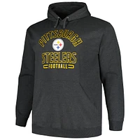 Men's Fanatics Heather Charcoal Pittsburgh Steelers Big & Tall Pullover Hoodie