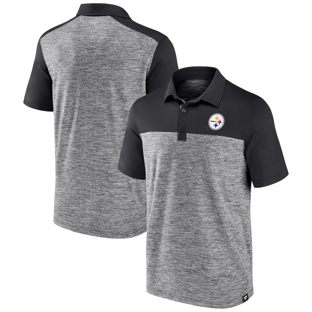 Men's Fanatics  Heather Charcoal Pittsburgh Steelers Clutch Polo