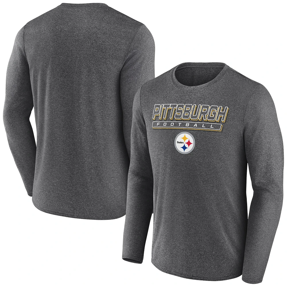 Men's Fanatics  Heather Charcoal Pittsburgh Steelers Fundamentals Long Sleeve T-Shirt