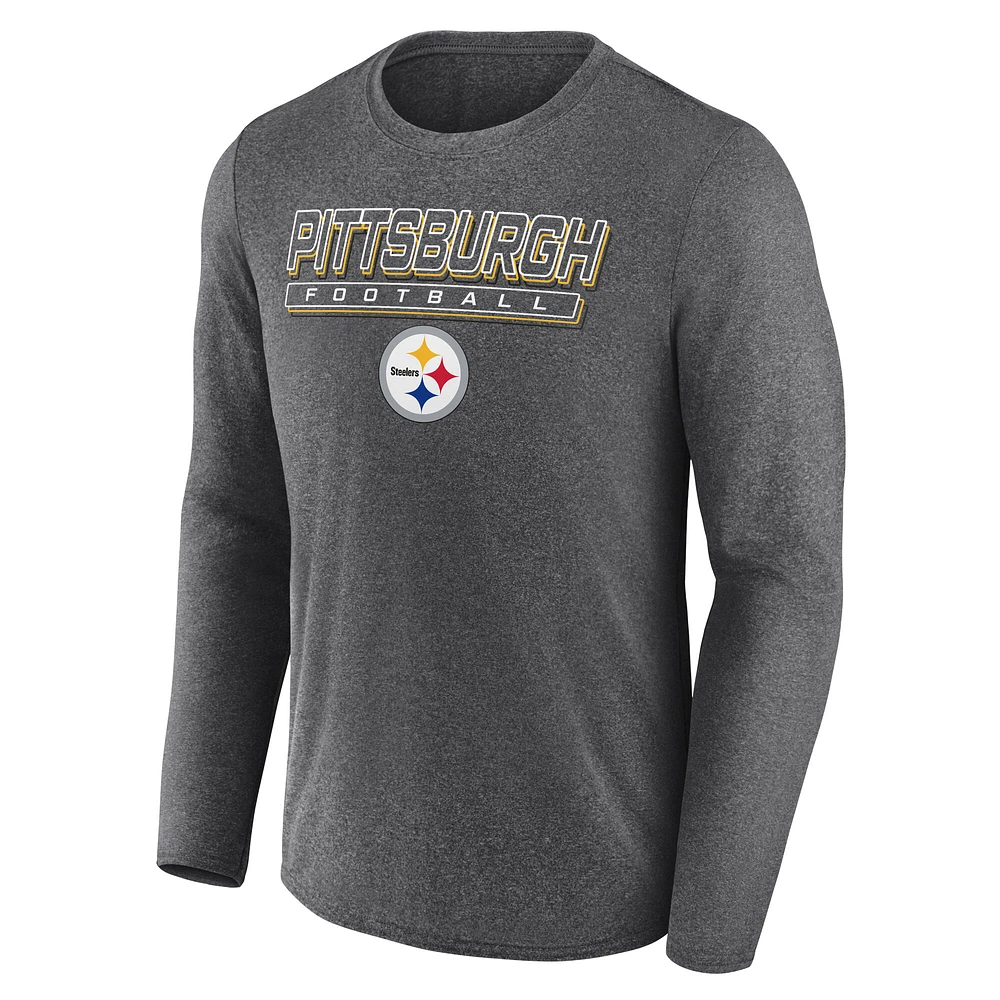 Men's Fanatics  Heather Charcoal Pittsburgh Steelers Fundamentals Long Sleeve T-Shirt