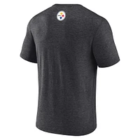 Men's Fanatics  Heather Charcoal Pittsburgh Steelers Tri-Blend Helmet End Around T-Shirt