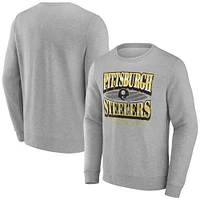 Men's Fanatics Heather Gray Pittsburgh Steelers Chance Throwback Fleece Pullover Sweatshirt