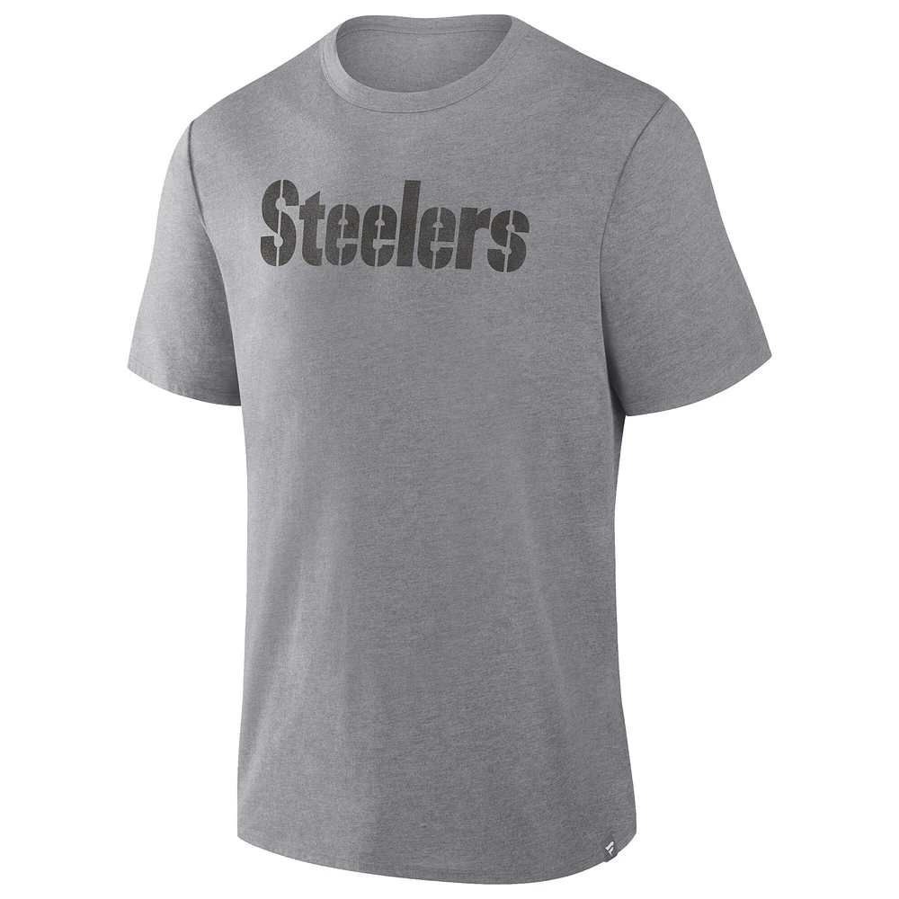 T-shirt tri-blend gris chiné Fanatics pour homme des Steelers de Pittsburgh