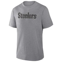 T-shirt tri-blend gris chiné Fanatics pour homme des Steelers de Pittsburgh