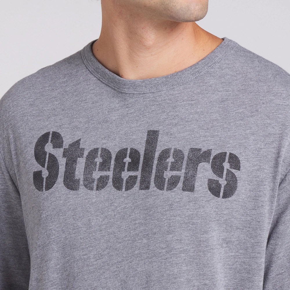T-shirt tri-blend gris chiné Fanatics pour homme des Steelers de Pittsburgh