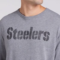 T-shirt tri-blend gris chiné Fanatics pour homme des Steelers de Pittsburgh