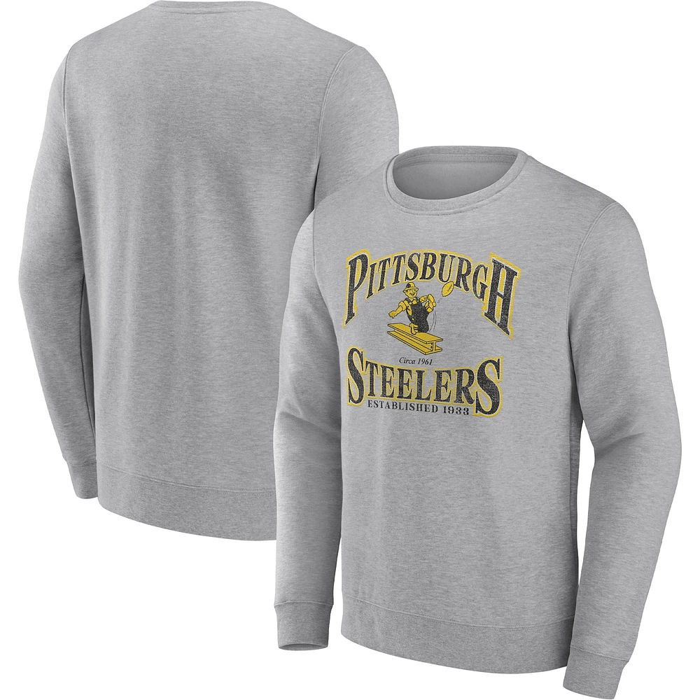 Sweat-shirt de jouabilité Fanatics Heather Grey Pittsburgh Steelers pour hommes