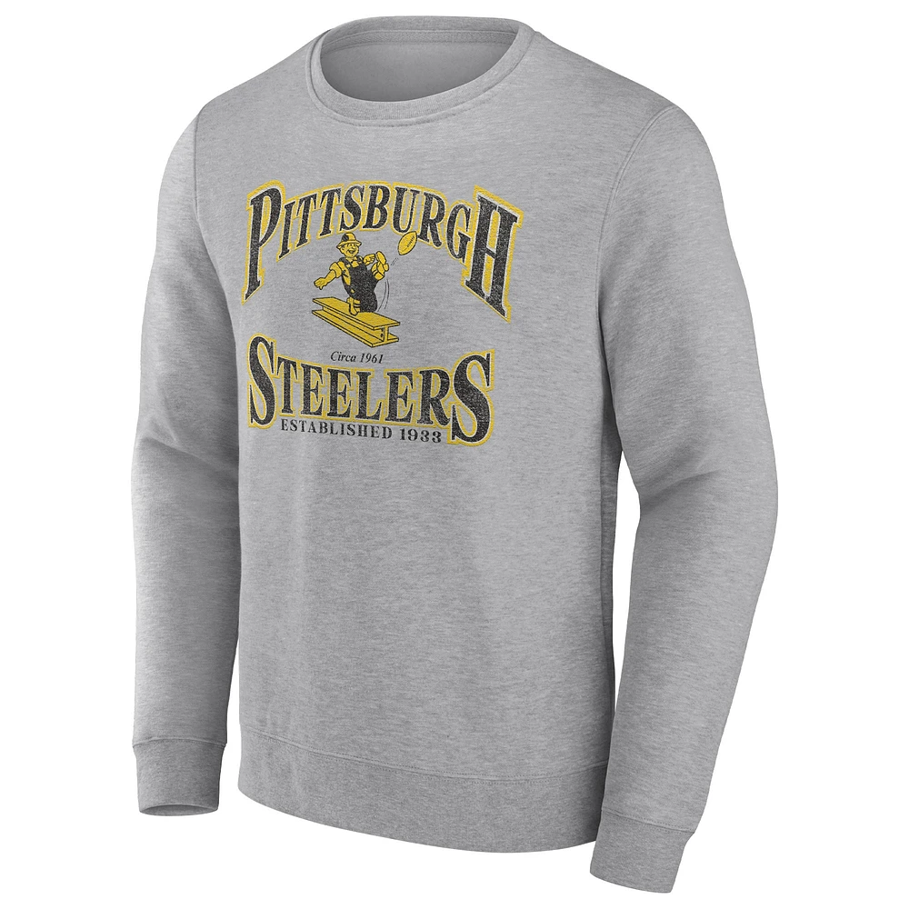 Sweat-shirt de jouabilité Fanatics Heather Grey Pittsburgh Steelers pour hommes